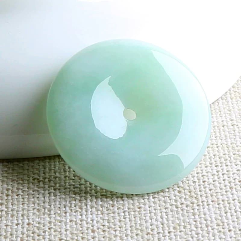 云沫家缅甸天然A货玉石翡翠平安扣吊坠 老坑冰糯种绿色平安扣挂件 - 缩略图4