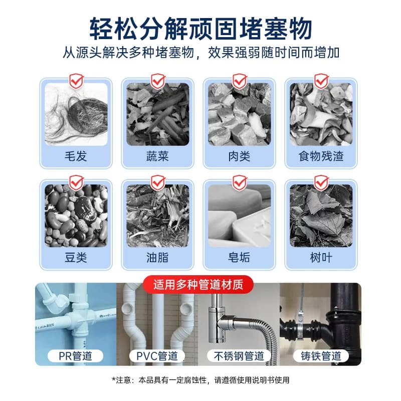 水卫士管道疏通剂溶解剂下水道厨房油污卫生间地漏堵塞疏通除臭 - 缩略图2