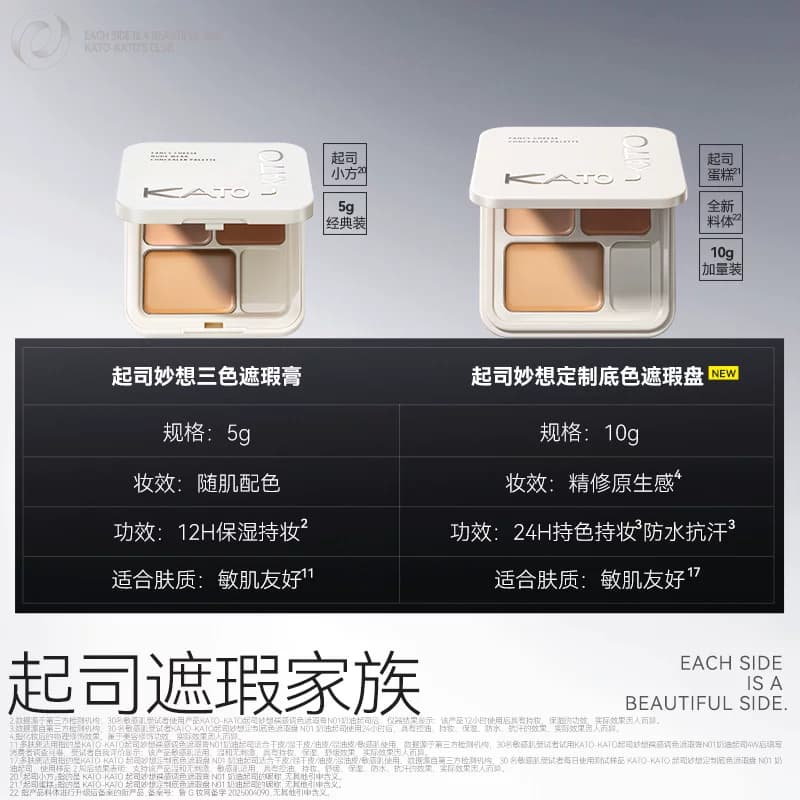 KATO三色遮瑕膏遮暇盘液笔面部遮盖黑眼圈斑点痘印法令纹脸部提亮 - 缩略图3