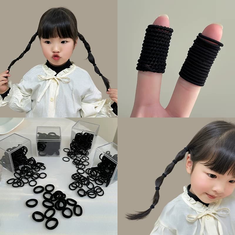 小皮筋黑色女扎头宝宝发圈儿童皮套发量少头绳细不伤发高弹力发绳 - 缩略图2