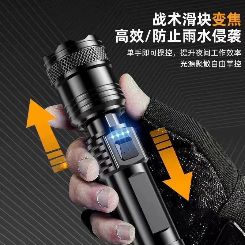 D户外强光超亮led手电筒多功能小型便捷usb可充电数显迷你手电筒 - 缩略图3
