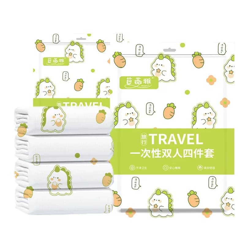 一次性四件套酒店床品加厚隔脏春夏旅行旅游灭菌一次性旅行D - 缩略图5