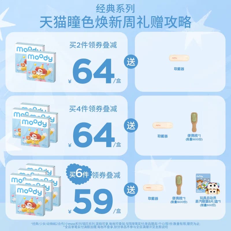 moody美瞳日抛经典定轴琥珀石月光石pro彩色隐形眼镜中小直径10片 - 缩略图2