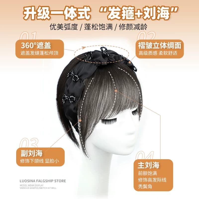 发箍假发一体女全真发3D刘海自然轻薄遮白发头顶补发增发量假发片 - 缩略图3