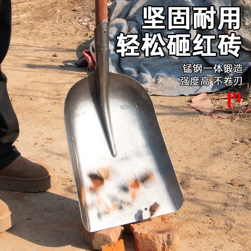 锰钢铁锹家用铲子挖土铁铲工地尖头铁锨铲雪锹户外清雪工具农具锹 - 缩略图5