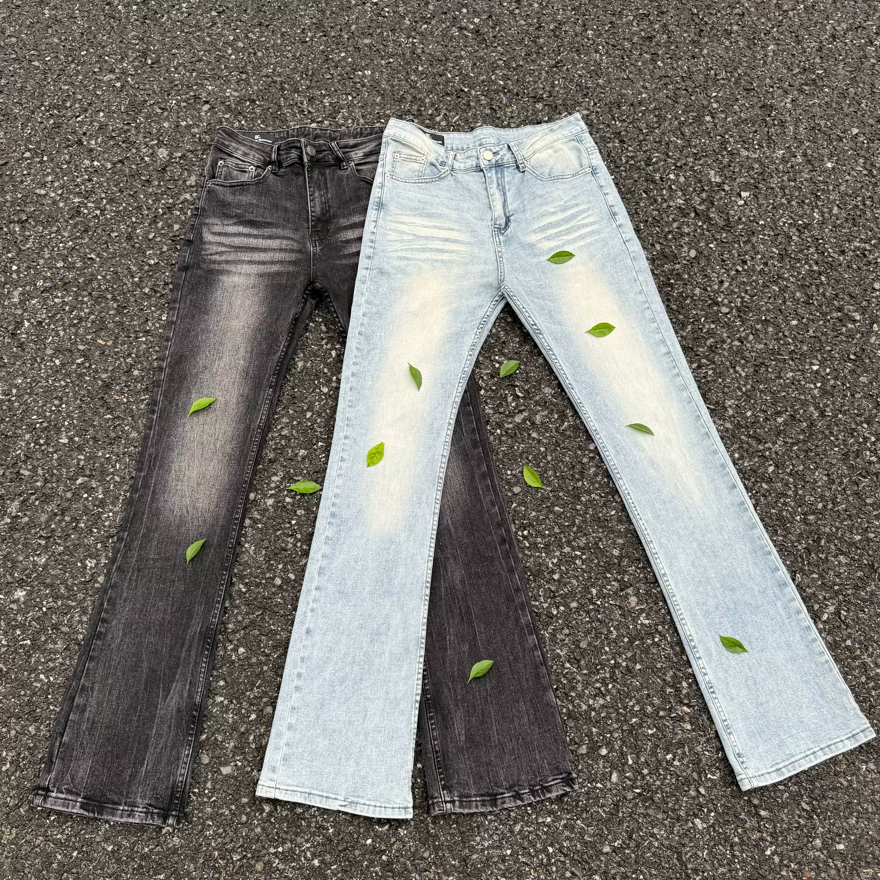 美式cleanfit重磅水洗黑弯刀微喇Dc黑牛vintage517弹力修身牛仔裤 - 缩略图2
