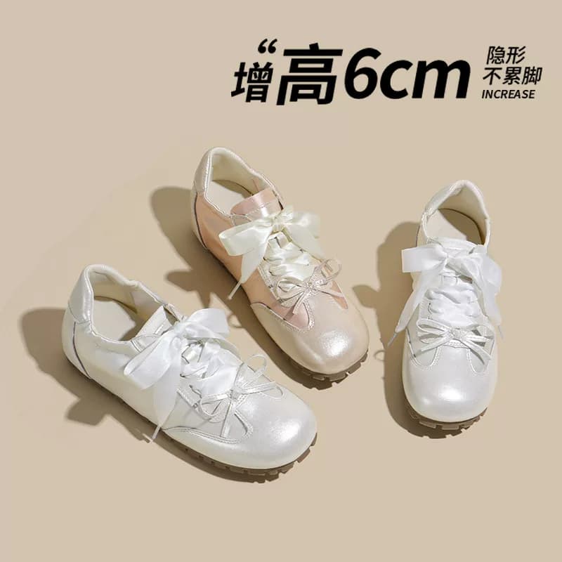 内增高绸缎单鞋女2026新款浅口芭蕾德训鞋一脚蹬女鞋厚底小白鞋子 - 缩略图4