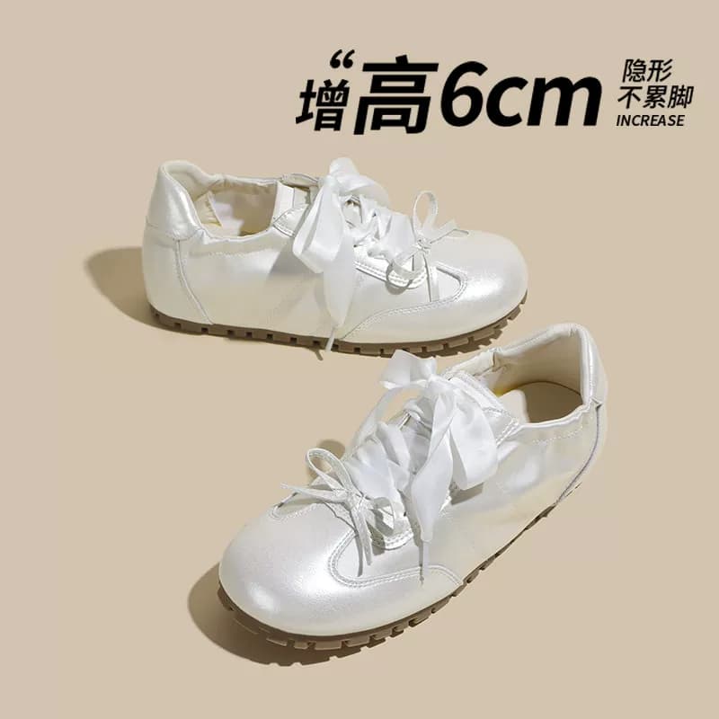 内增高绸缎单鞋女2026新款浅口芭蕾德训鞋一脚蹬女鞋厚底小白鞋子 - 缩略图5