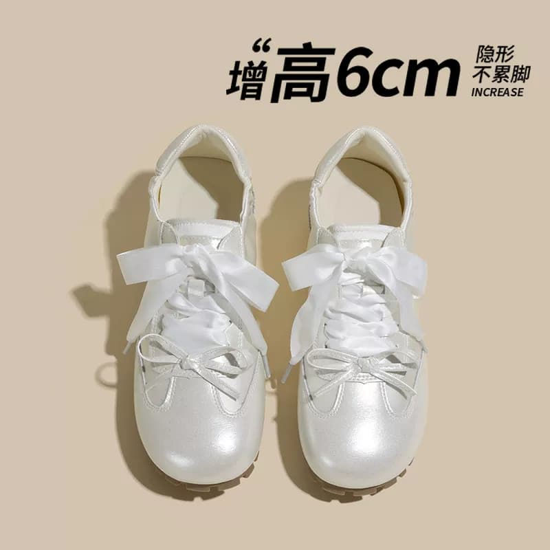 内增高绸缎单鞋女2026新款浅口芭蕾德训鞋一脚蹬女鞋厚底小白鞋子 - 缩略图2