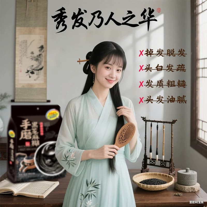 手磨黑芝麻糊奇亚籽黑豆黑桑葚即食营养早餐独立包装代餐冲调食品 - 缩略图2