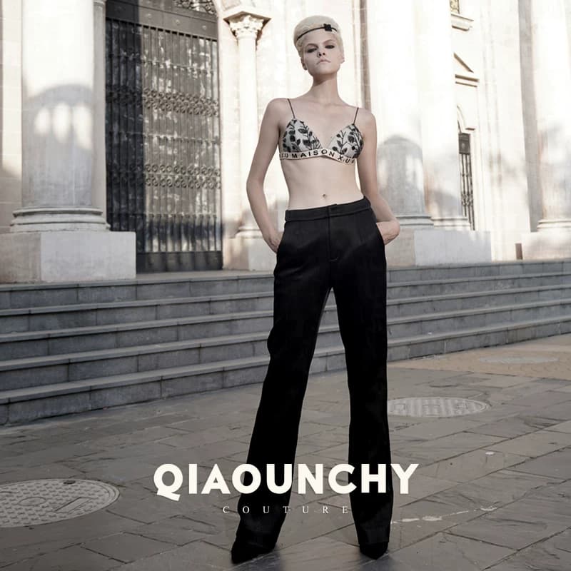 意大利高弹提花 QIAOUNCHY俏云曦｜好版型精致提花微喇修身西裤女 - 缩略图2