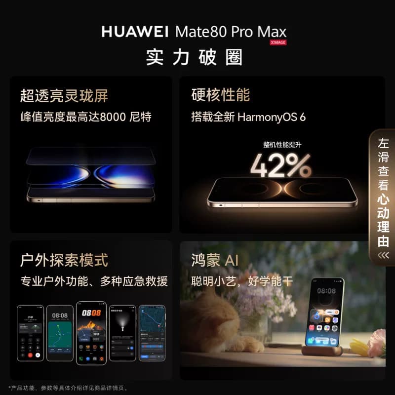 【自营】华为 HUAWEI Mate 80 Pro Max 全金属玄武架构 超透亮灵珑屏 华为直屏鸿蒙智能手机华为官方旗舰店 - 缩略图4