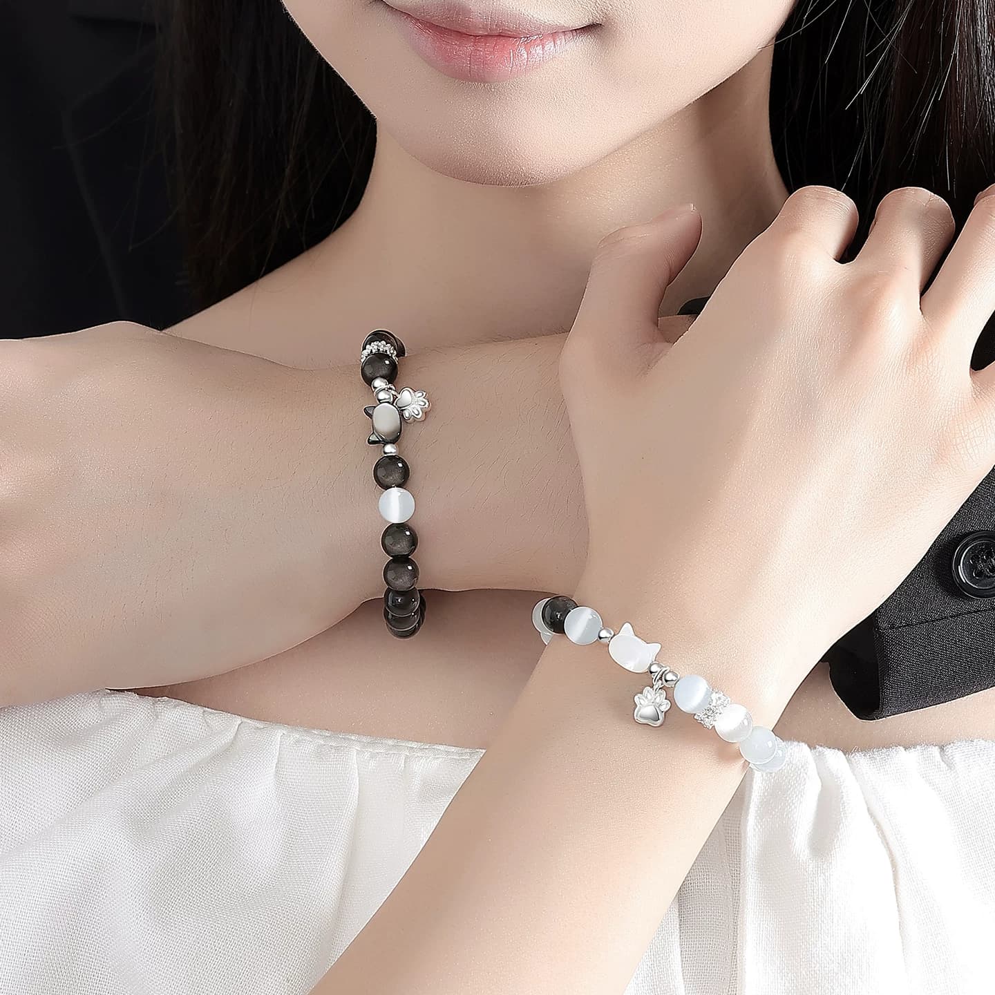 paras kors派热pk萌喵贴贴情侣手串一对手链女款高级感应生日礼物 - 缩略图4