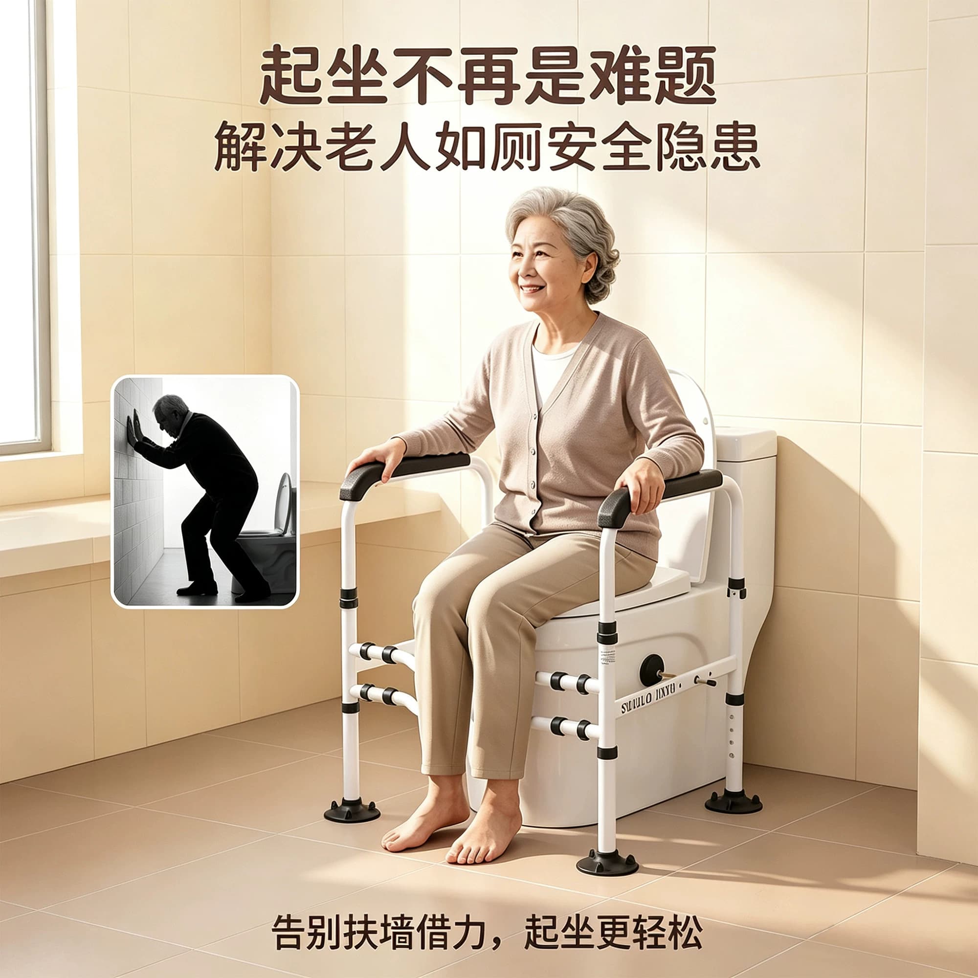 马桶扶手老人安全助力架卫生间厕所老年人坐便起身辅助器栏杆浴室 - 缩略图2