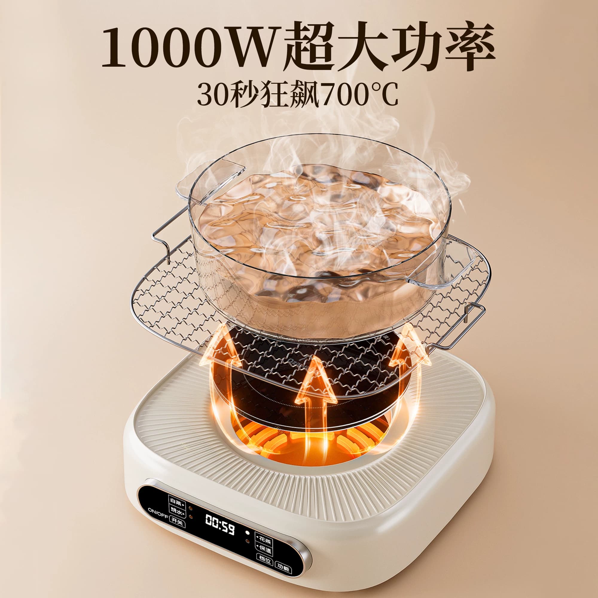 OzawaBear煮茶器电茶炉室内泡茶办公室养生电陶炉户外围炉煮茶器 - 缩略图3