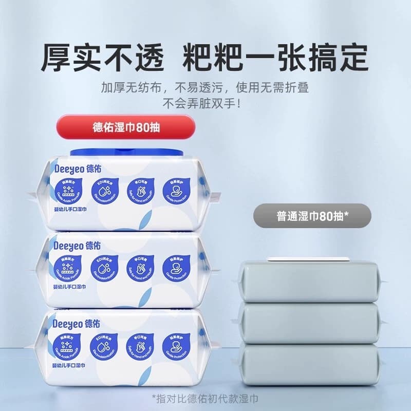 德佑湿巾湿纸巾婴儿手口专用宝宝擦嘴新生儿囤货装加厚家用大包 - 缩略图3