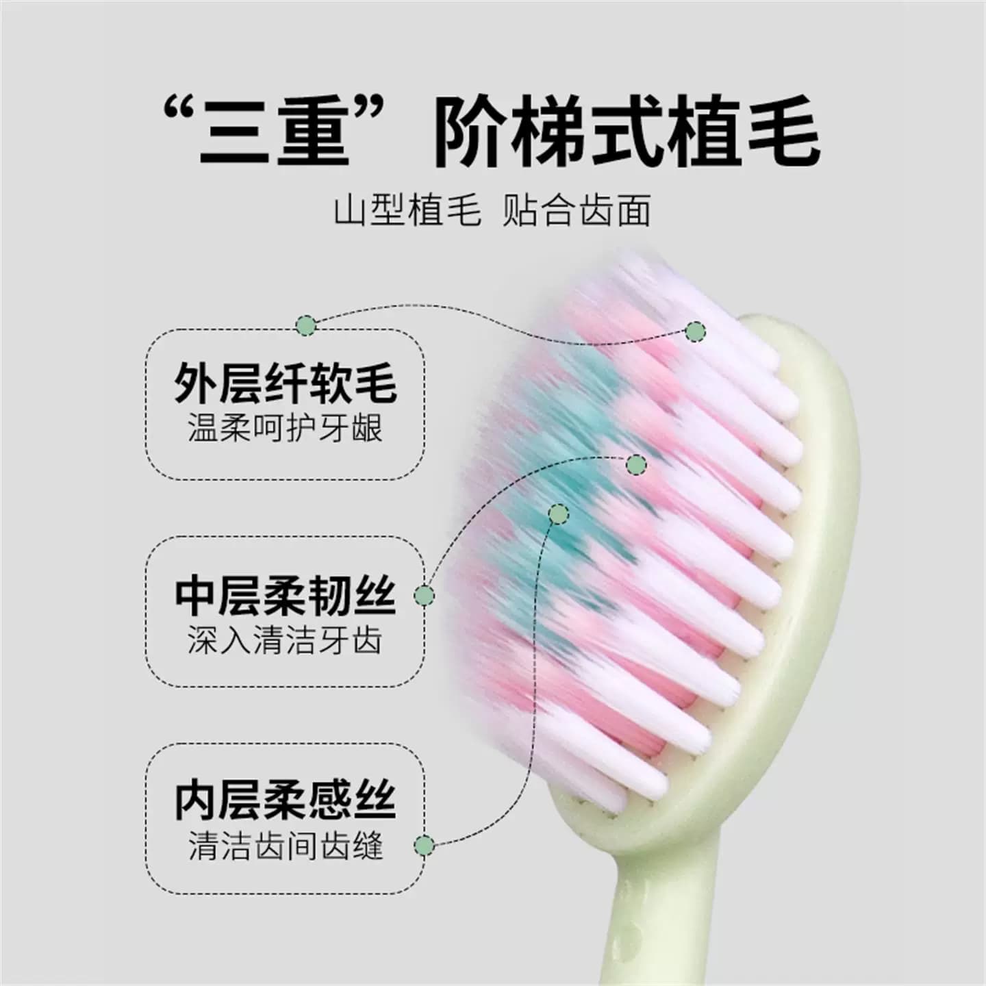 大头凸面牙刷马卡龙颜色家庭装家用牙刷情侣学生牙刷软毛牙刷 - 缩略图3