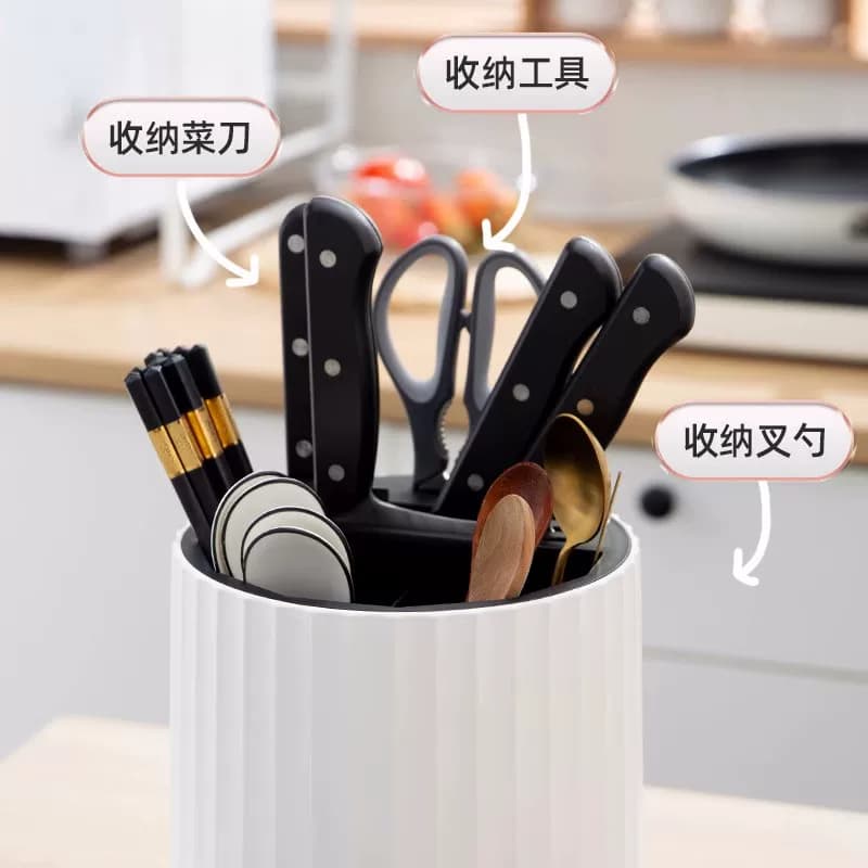 Z旋转刀架置物架刀具收纳架厨房筷子筒菜刀筷笼一体收纳盒 - 缩略图2