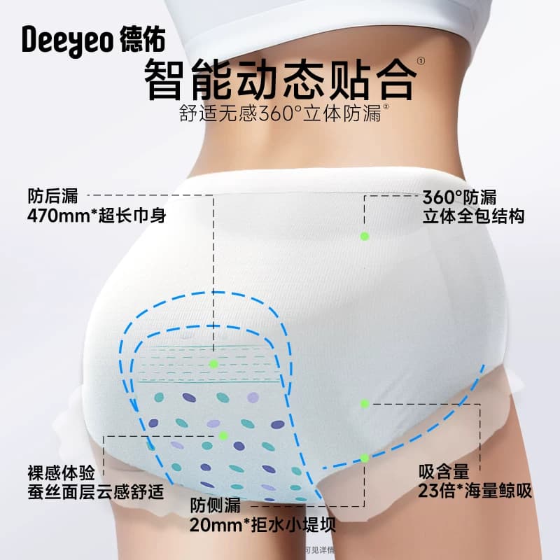 德佑安睡裤女经期用防漏产妇专用卫生裤夜用安全卫生巾大码安心裤 - 缩略图5
