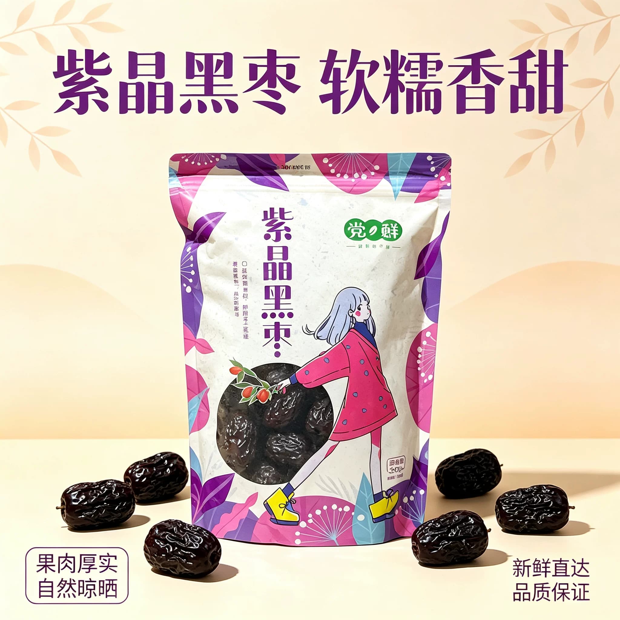 紫晶枣黑枣大颗粒大乌枣袋装500g即食干吃枣不特级非无核孕妇零食 - 缩略图2
