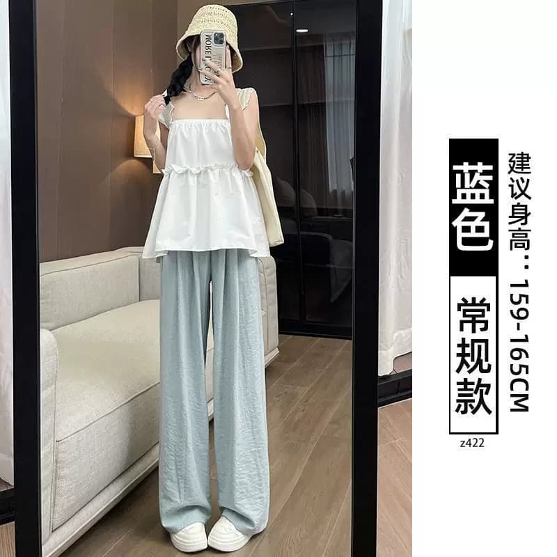 山本奶芙白色慵懒2026薄款新款垂感休闲高腰显瘦宽松直筒裤女裤子 - 缩略图2