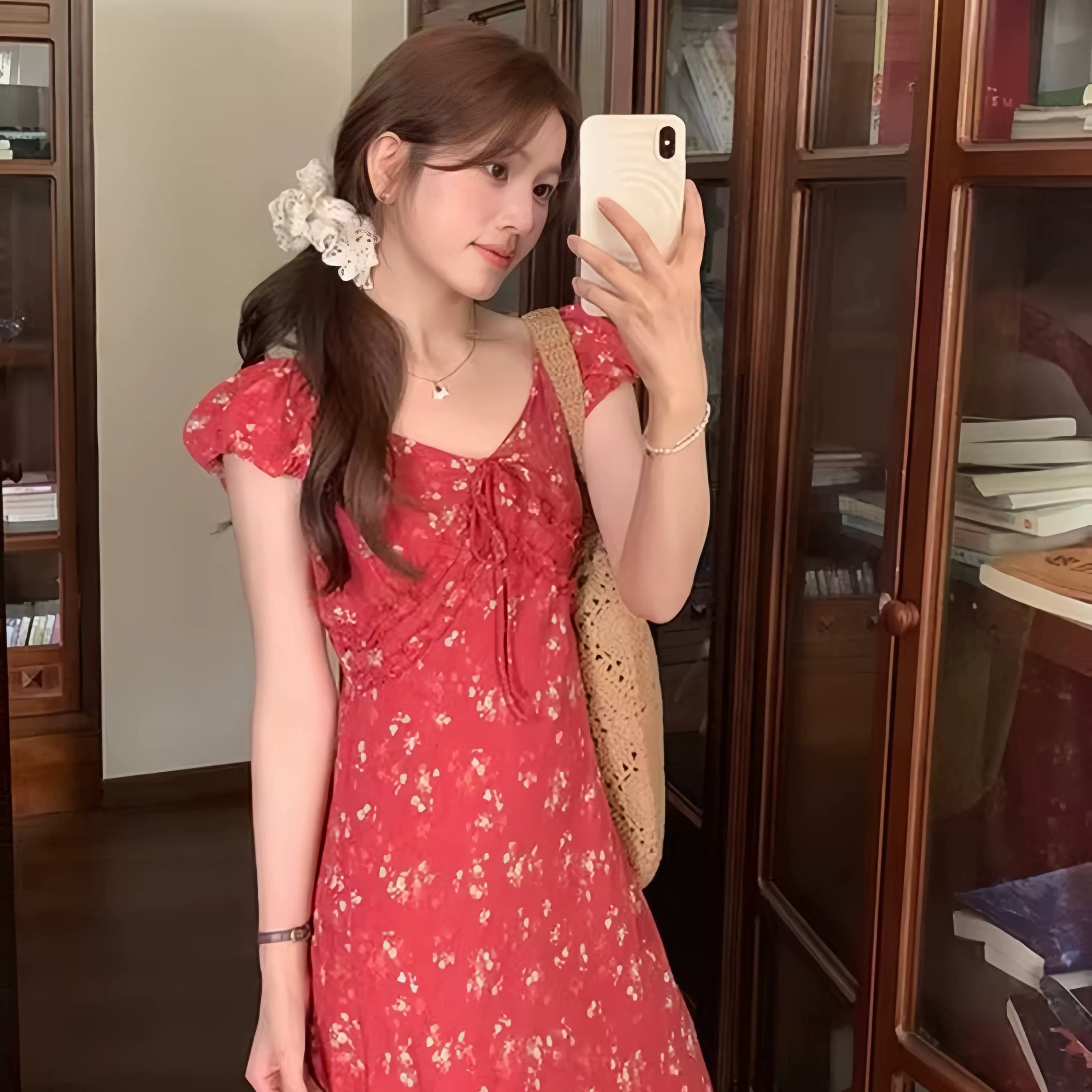 DM 2026夏季法式绝美V领碎花连衣裙女气质收腰长裙茶歇裙 - 缩略图2