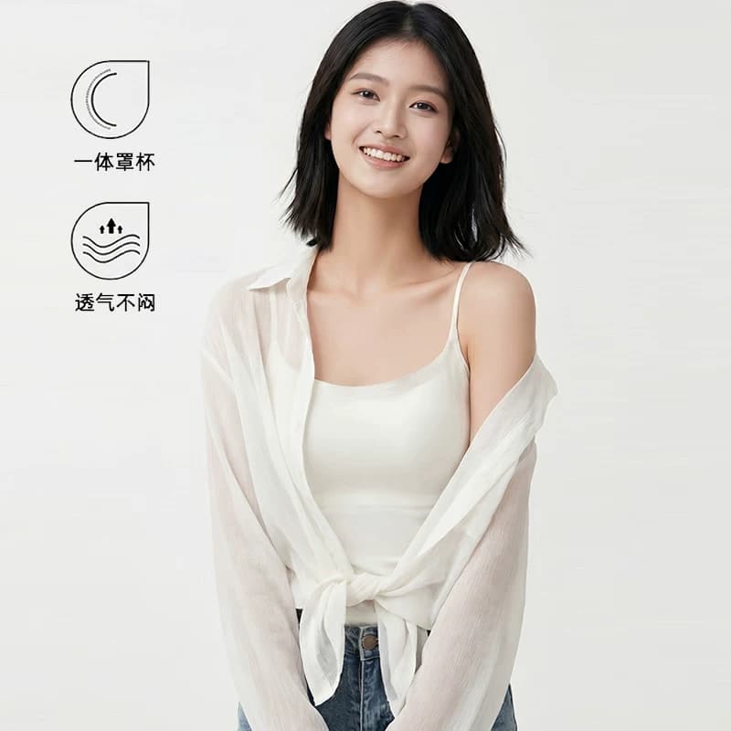 岚天鹅背心吊带一体式零束缚抹胸外穿夏季美背方领凉感透气 - 缩略图4