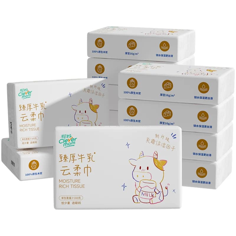 聪妈婴儿纸巾抽纸柔纸巾360张新生宝宝专用乳霜云柔巾保湿牛乳纸 - 缩略图5