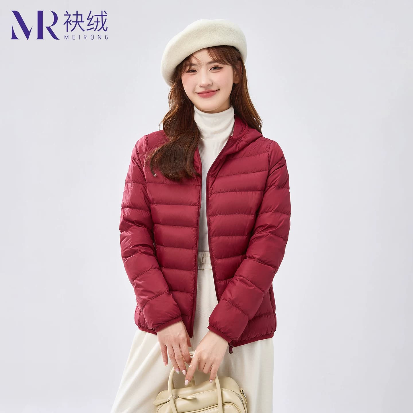 袂绒轻薄短款连帽羽绒服女2026新款超薄轻便排骨百搭保暖秋冬外套 - 缩略图3