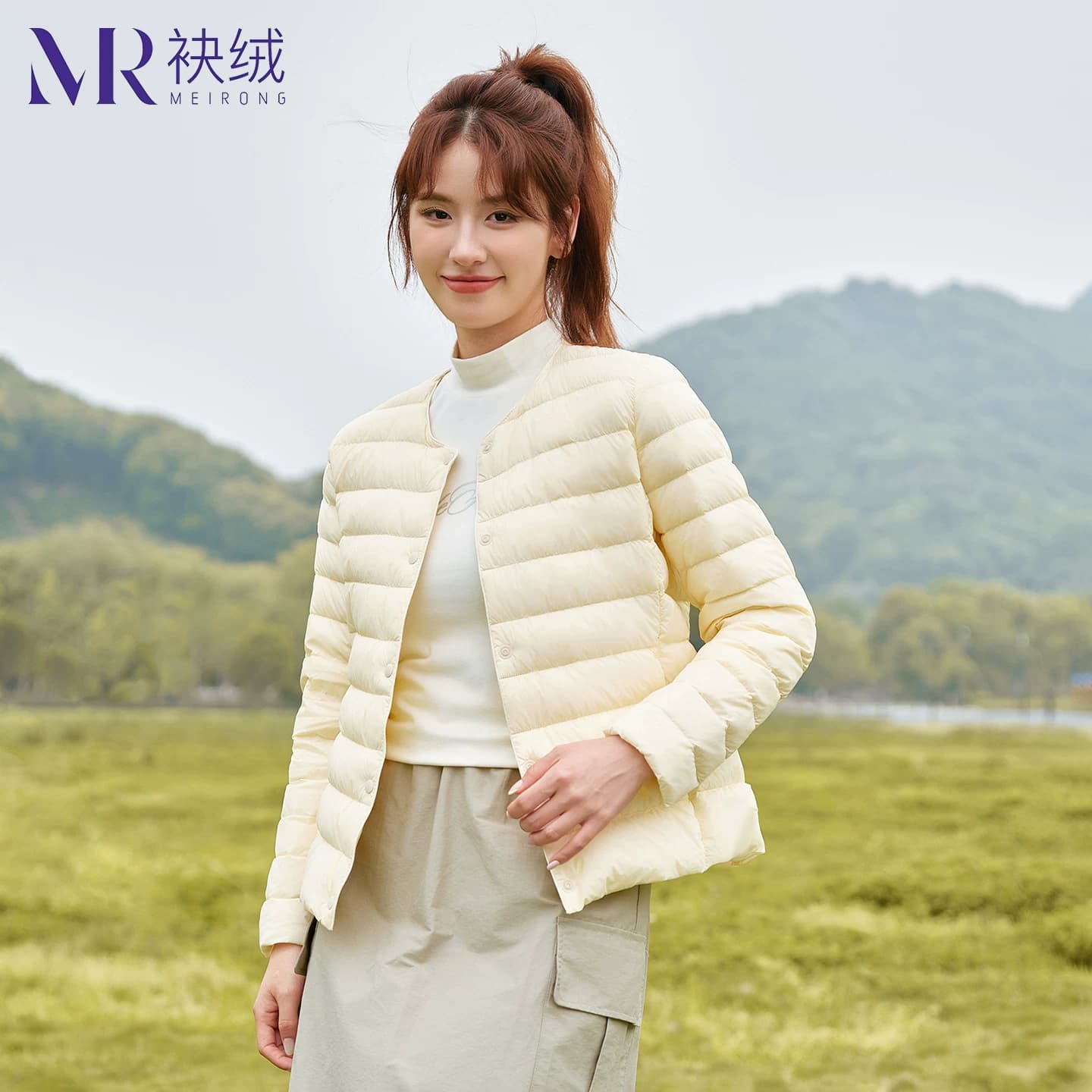 潘晓婷同款袂绒圆领排骨羽绒内胆女2026秋冬轻薄打底内恤保暖背心 - 缩略图5