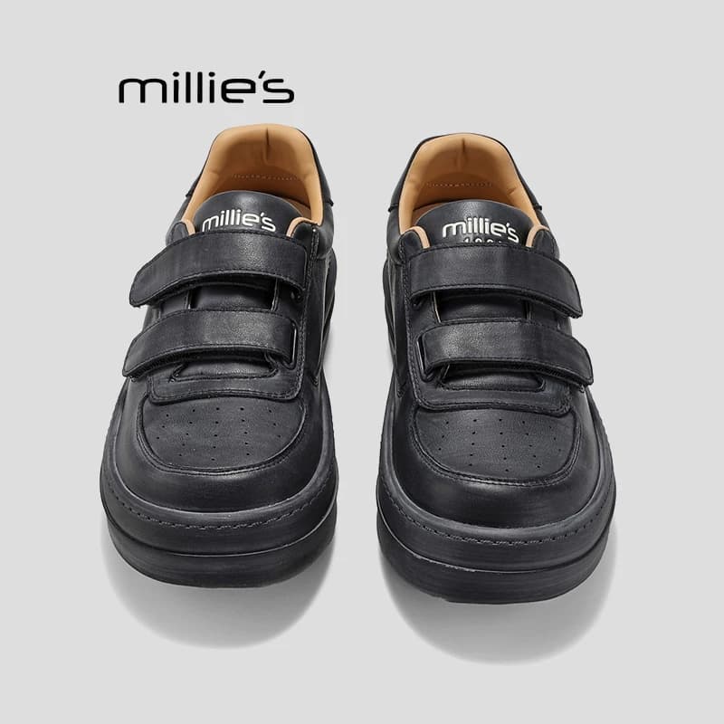 MILLIE'S/妙丽秋季真皮户外透气防滑厚底百搭休闲女士增高运动鞋P - 缩略图4