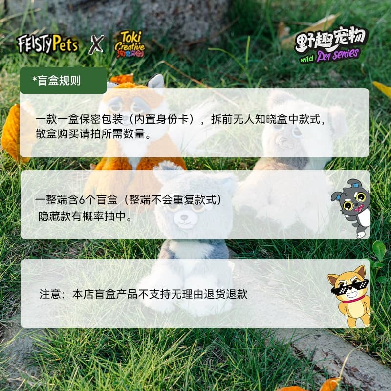 美国FeistyPets正版变脸玩偶公仔逗狗挂件丑萌盲盒玩具女生日礼物 - 缩略图5