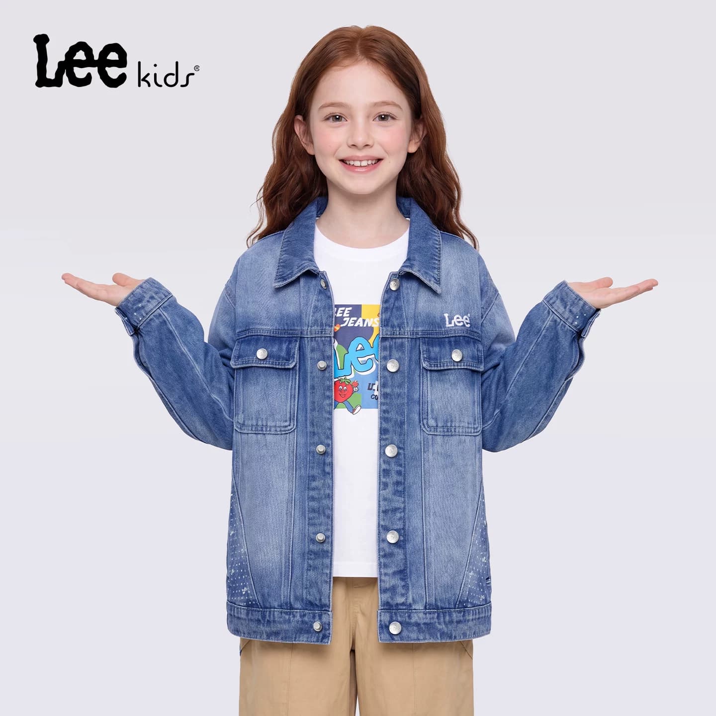 Lee kids儿童牛仔外套男童女童大童春秋百搭休闲波点印花夹克衬衫 - 缩略图4