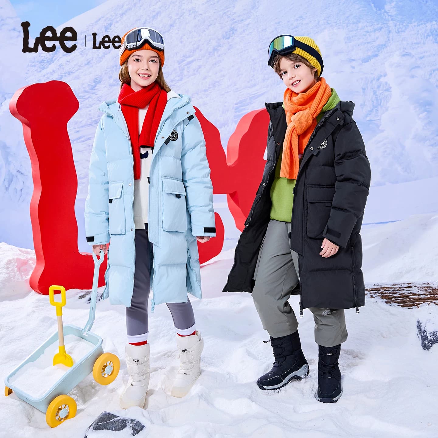 Lee kids童装中长款连帽羽绒服秋冬新款舒适鸭绒保暖冬装男童外套 - 缩略图4