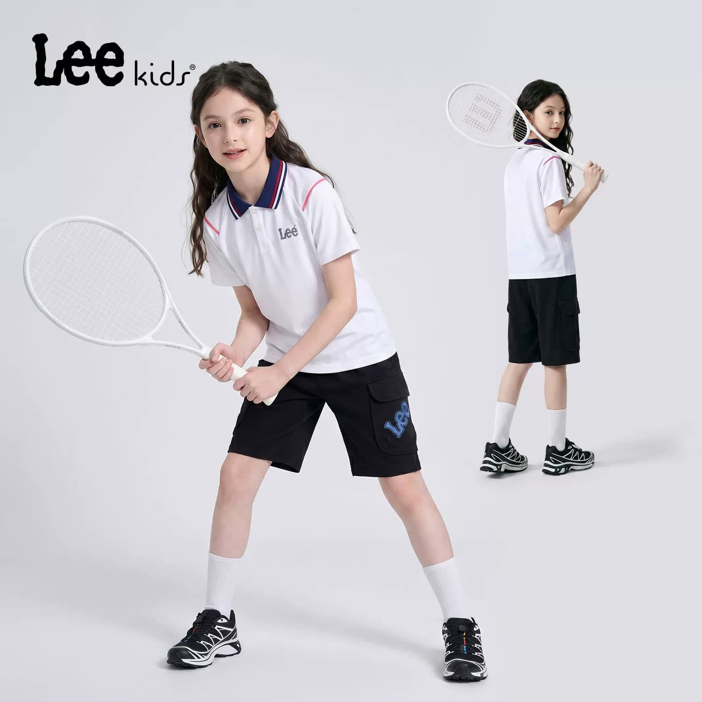 Lee kids儿童POLO衫男女童中大童学院风翻领透气休闲短袖T恤上衣 - 缩略图3