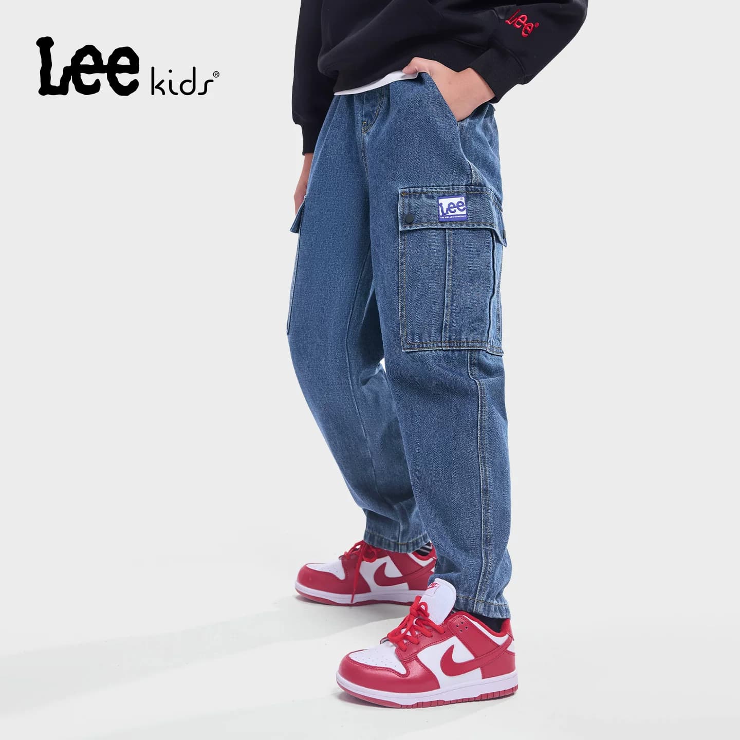Lee kids儿童官方正品水洗耐磨牛仔裤2025秋裤子男女童长裤收脚裤 - 缩略图4