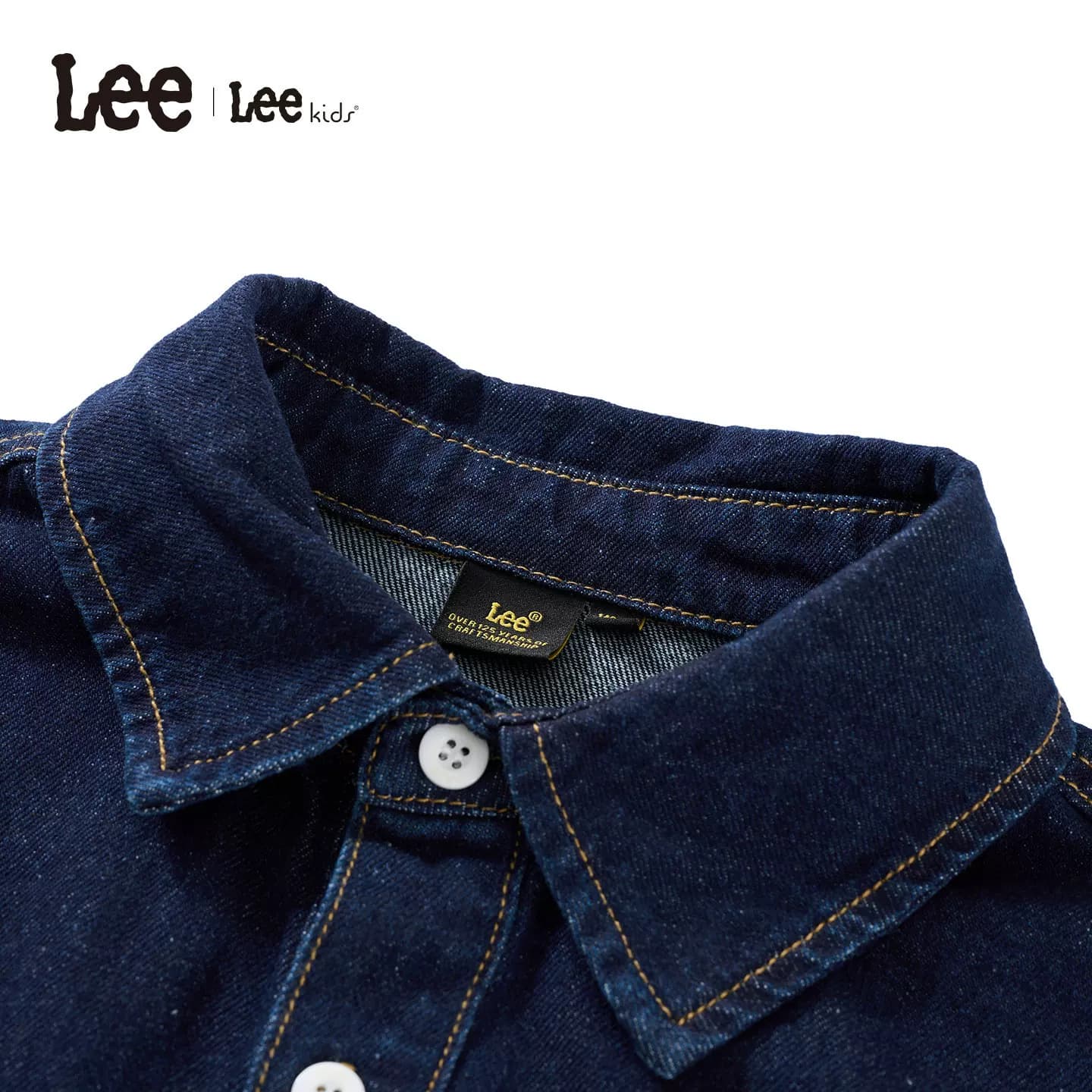 Lee kids中性简约牛仔外套男女同款翻领宽松百搭休闲风长袖衬衫 - 缩略图4