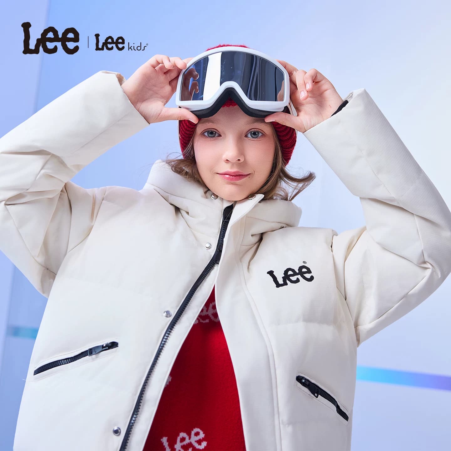 Lee kids冬季新款中长款加厚连帽鸭绒羽绒服男女童装保暖上衣外套 - 缩略图5
