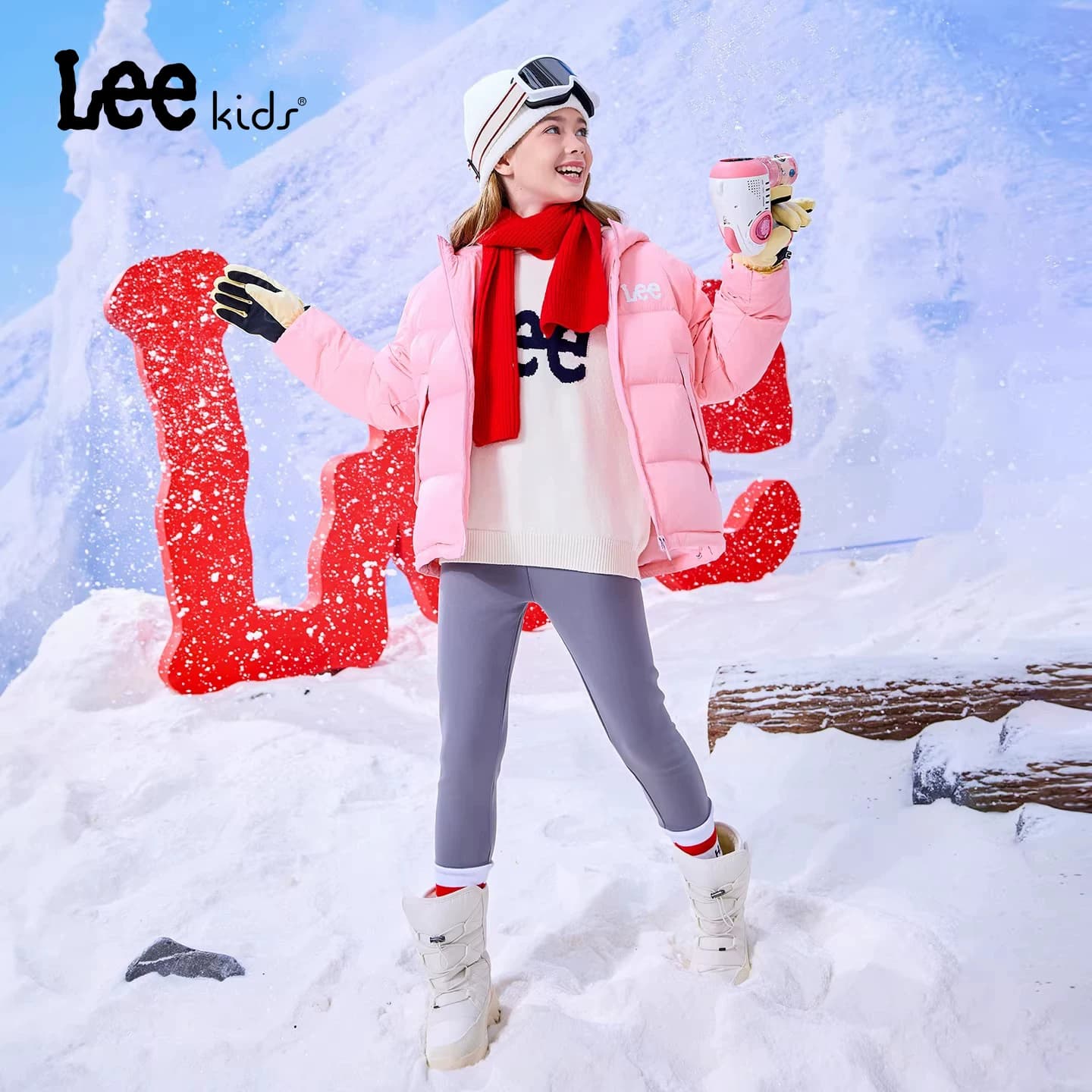Lee kids儿童鸭绒冬季连帽羽绒服男女中大童蓄热保暖宽松百搭外套 - 缩略图5