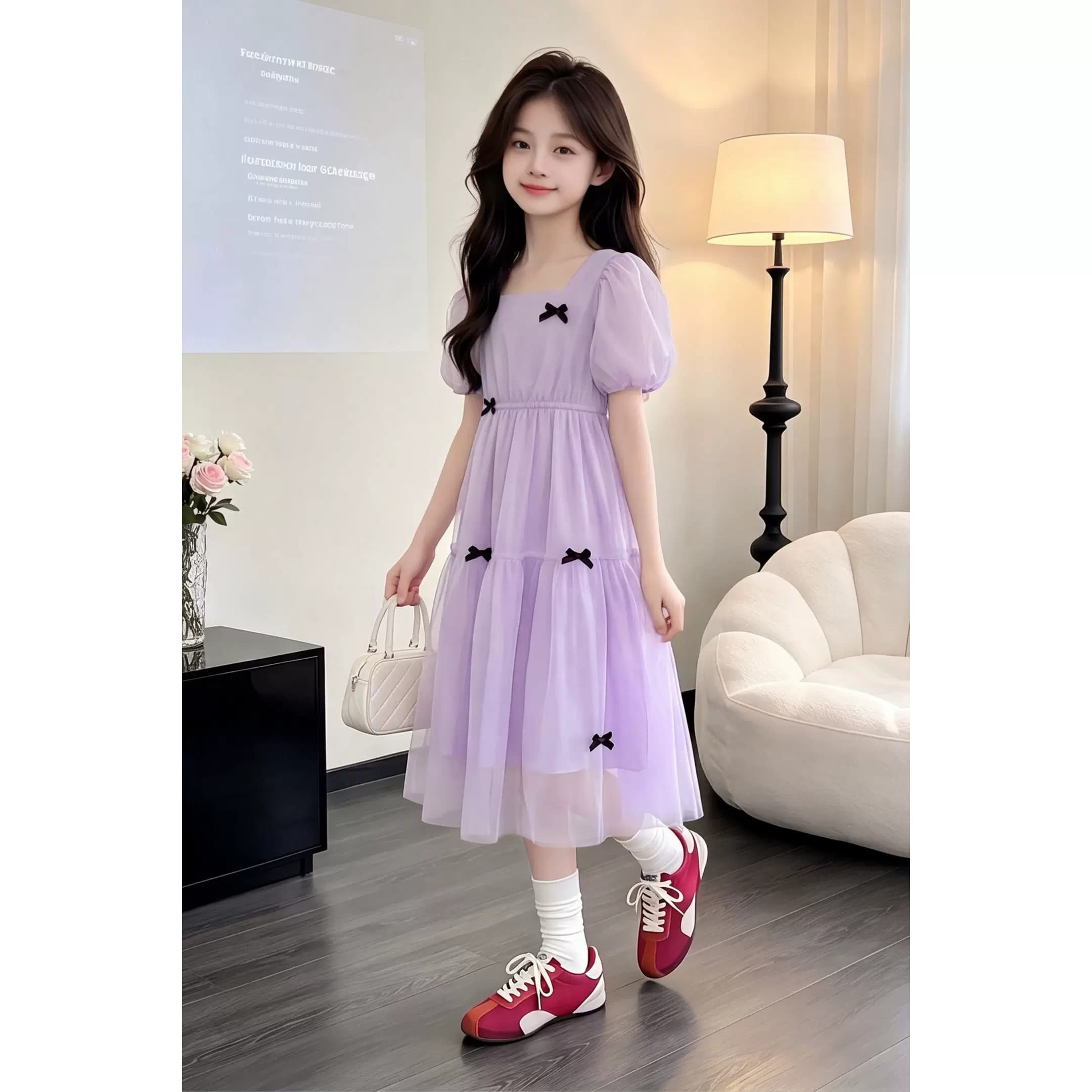 女童雪纺连衣裙夏装2026新款洋气女孩大童独特漂亮裙子夏季公主裙 - 缩略图5
