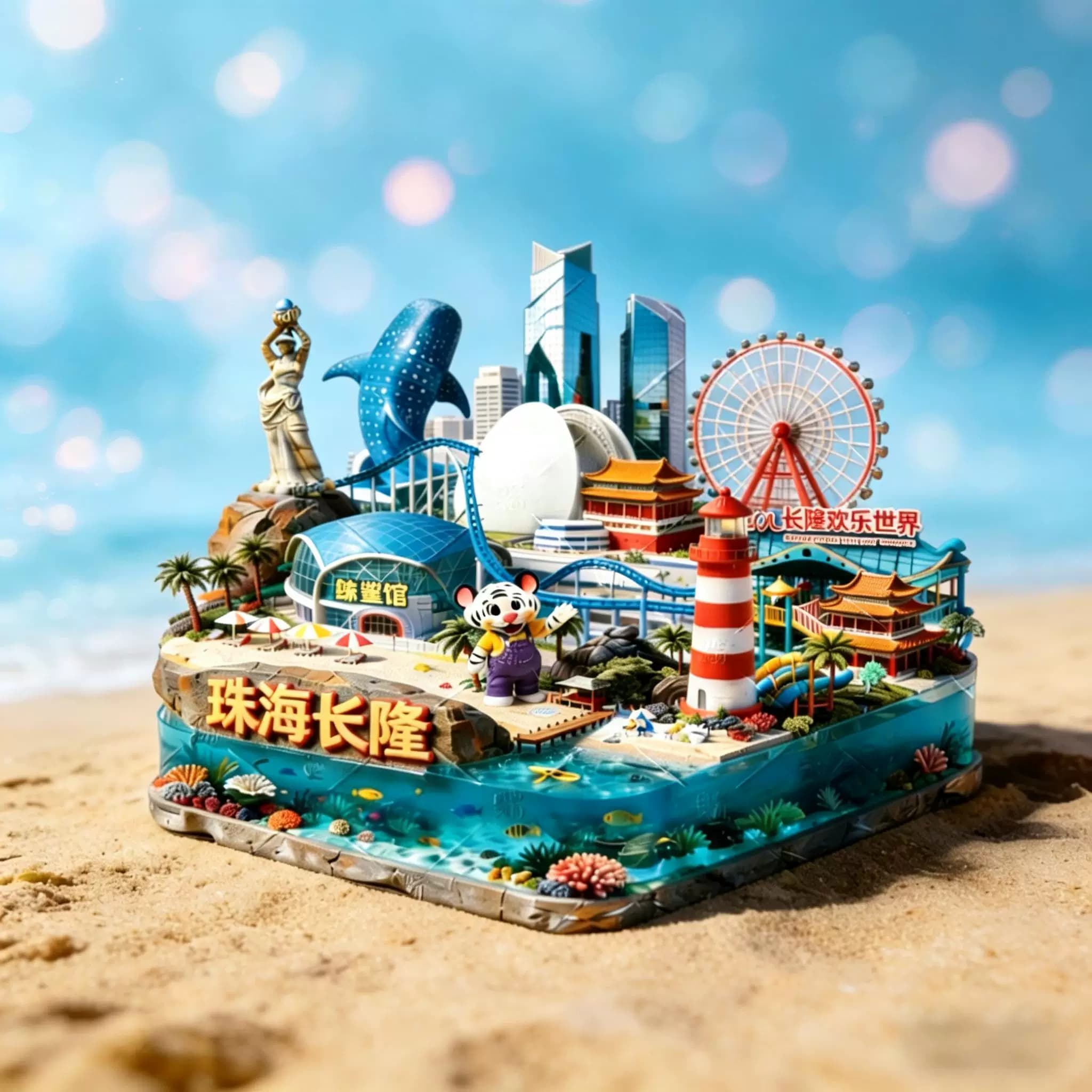 珠海长隆海洋王国金属浮雕冰箱贴创意3d立体磁吸装饰门贴2026新款 - 缩略图3