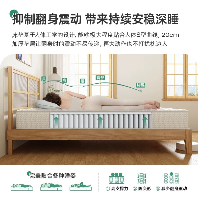 Novilla N系列弹簧床垫护脊软硬适中席梦思透气记忆棉床垫厚20cm - 缩略图4