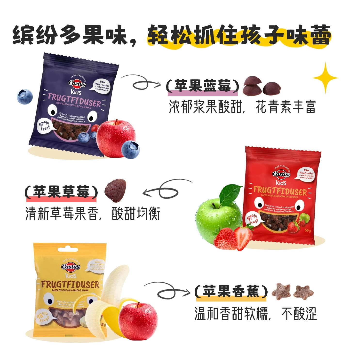 丹麦进口儿童零食水果汁软糖休闲糖果笑脸小星趣QQ糖果2包-临期 - 缩略图2