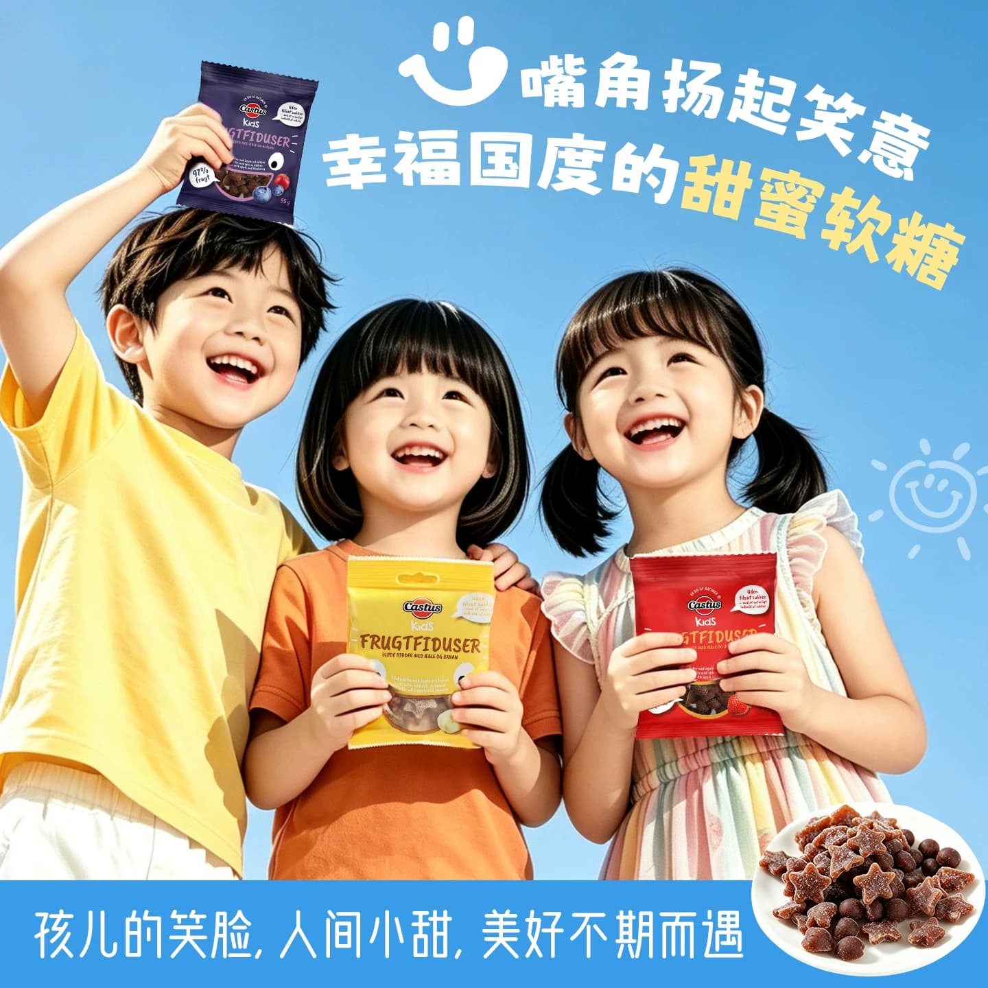 丹麦进口儿童零食水果汁软糖休闲糖果笑脸小星趣QQ糖果2包-临期 - 缩略图4