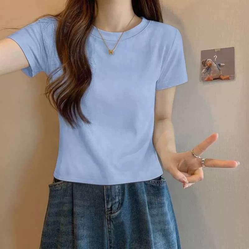 纯白色高腰显瘦棉质短袖t恤女夏季2026新款宽松时尚短款上衣ins - 缩略图4
