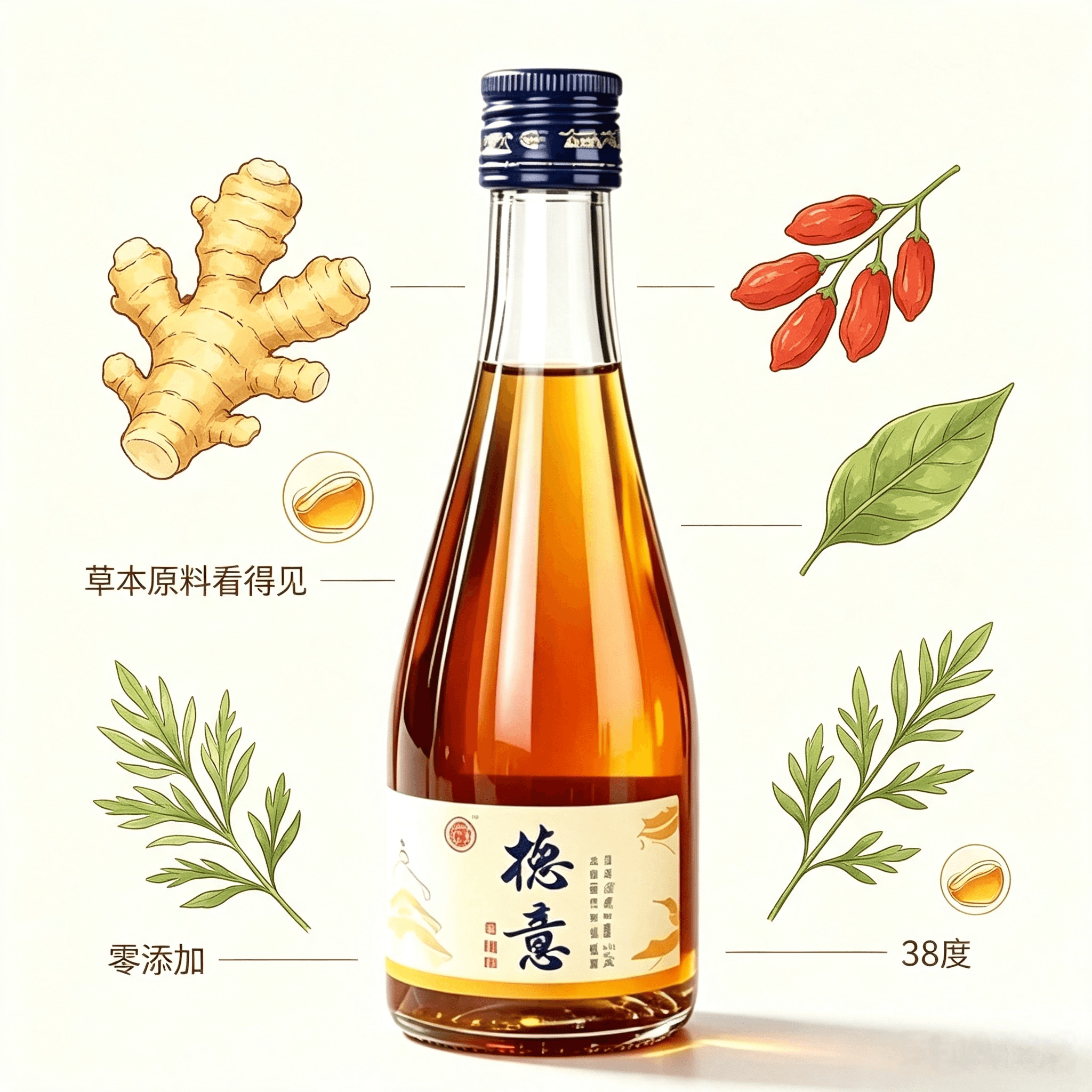 德意黄精酒零糖零添加38度125ml四瓶礼盒装送礼生日长辈聚会微醺 - 缩略图2