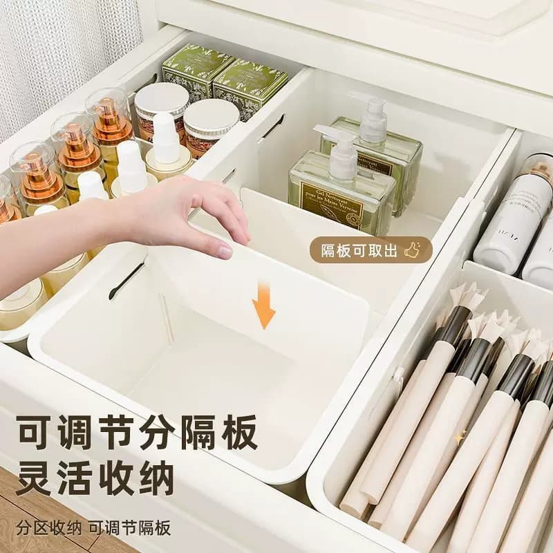 收纳盒抽屉分隔内置可伸缩长方形化妆品口红次抛零食小杂物分格盒 - 缩略图3