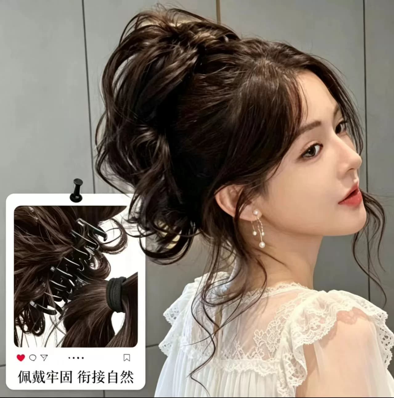 抓夹式人鱼卷高马尾假发女 喷泉短马尾 高颅顶显发量辣妹御姐辫子 - 缩略图2