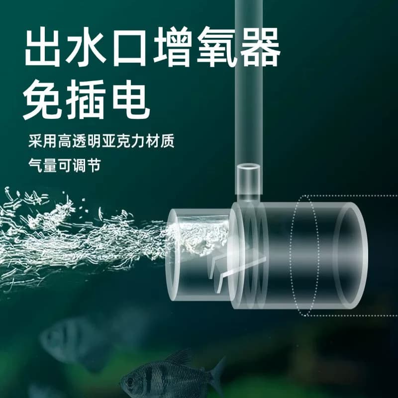 鱼缸增氧出水口过滤器出水管溶氧扩散器文氏无电打氧无动力加氧气 - 缩略图2