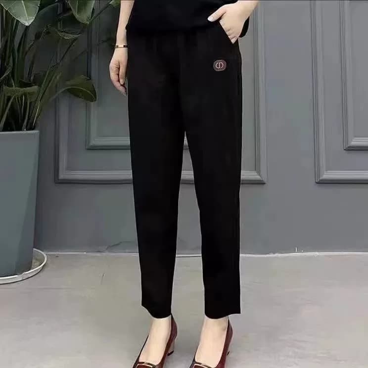 春秋款纯棉中老年女士裤子高腰水洗布弹力抗皱妈妈哈伦直筒休闲裤 - 缩略图4